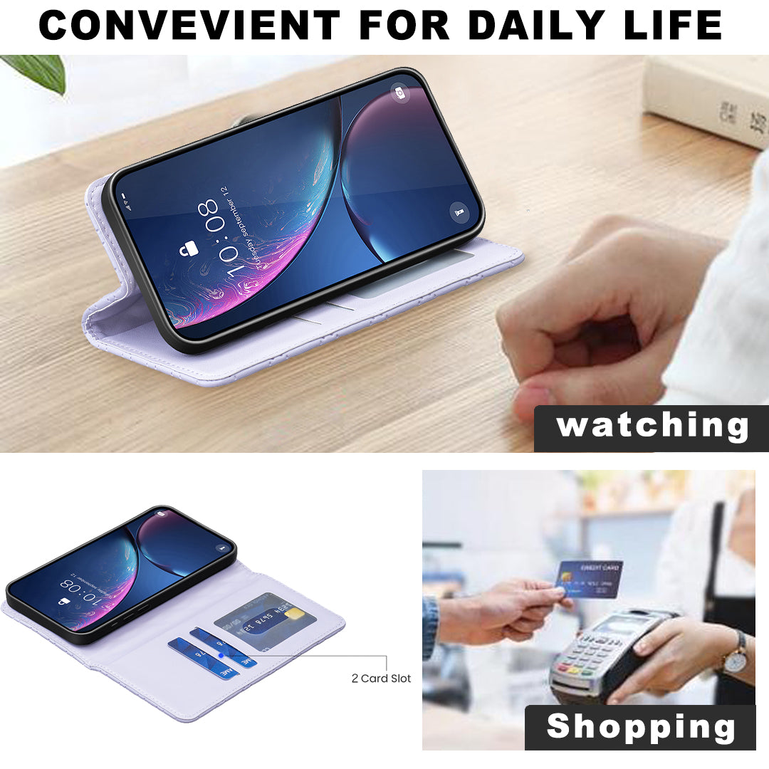 For iPhone 17 Pro Max Case with Card Holder BINFEN COLOR PU Leather Phone Stand Cover - Purple