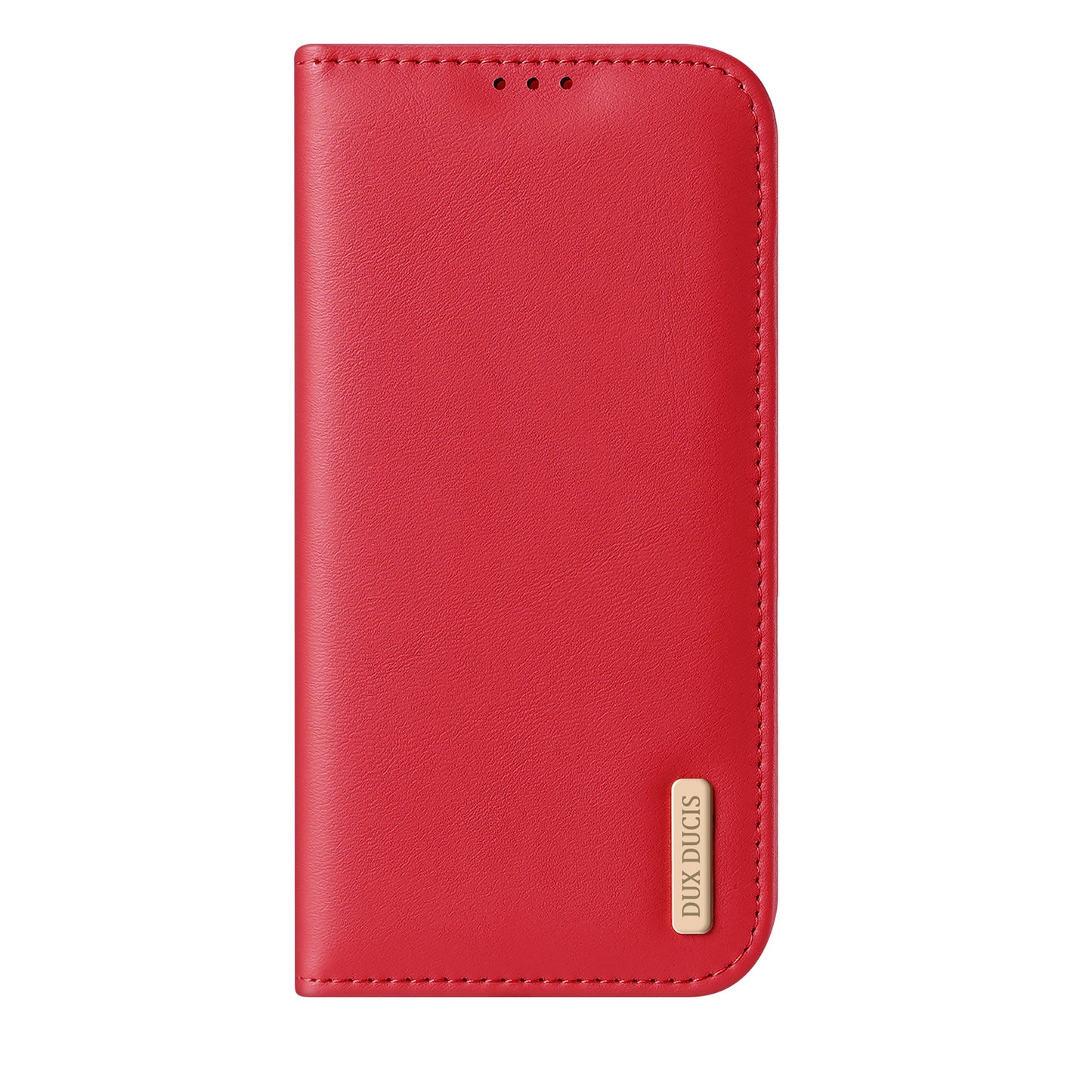 For iPhone 17 Pro Max Case DUX DUCIS Hivo Series Cowhide Leather RFID Blocking Wallet Stand Flip Phone Cover - Red