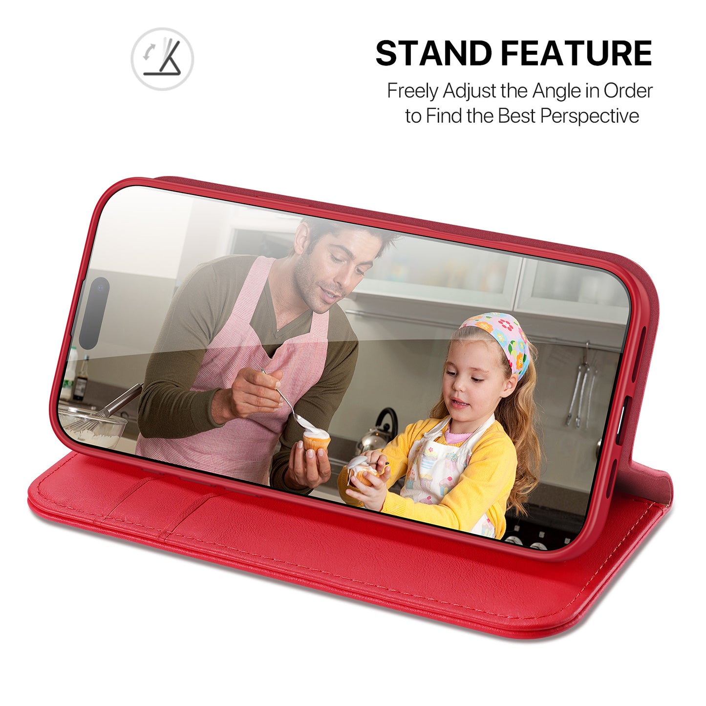 For iPhone 17 Pro Max Case DUX DUCIS Hivo Series Cowhide Leather RFID Blocking Wallet Stand Flip Phone Cover - Red