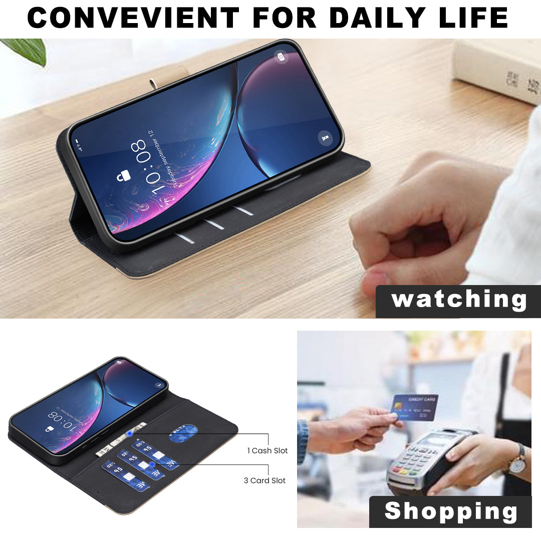 For iPhone 17 Pro Max Leather Case BINFEN COLOR BF36 Floral Pattern Phone Cover RFID Blocking Wallet Stand - Black