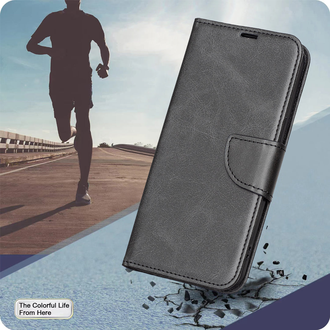 For iPhone 17 Pro Max Case Shockproof PU Leather Cover with Wallet Card Slots - Black