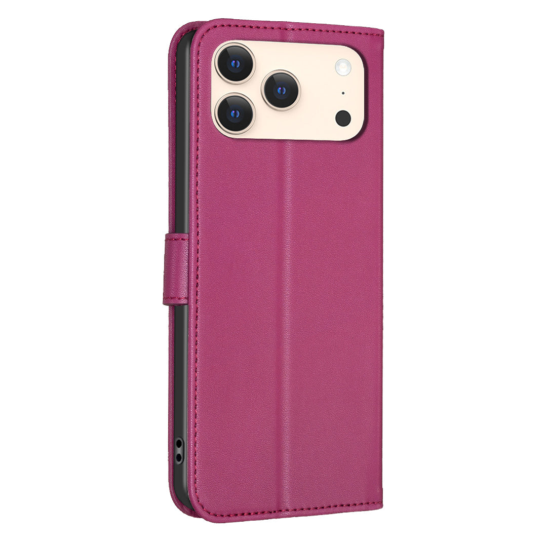 For iPhone 17 Pro Max Case Clover Pattern Wallet Stand View Leather Phone Cover - Rose