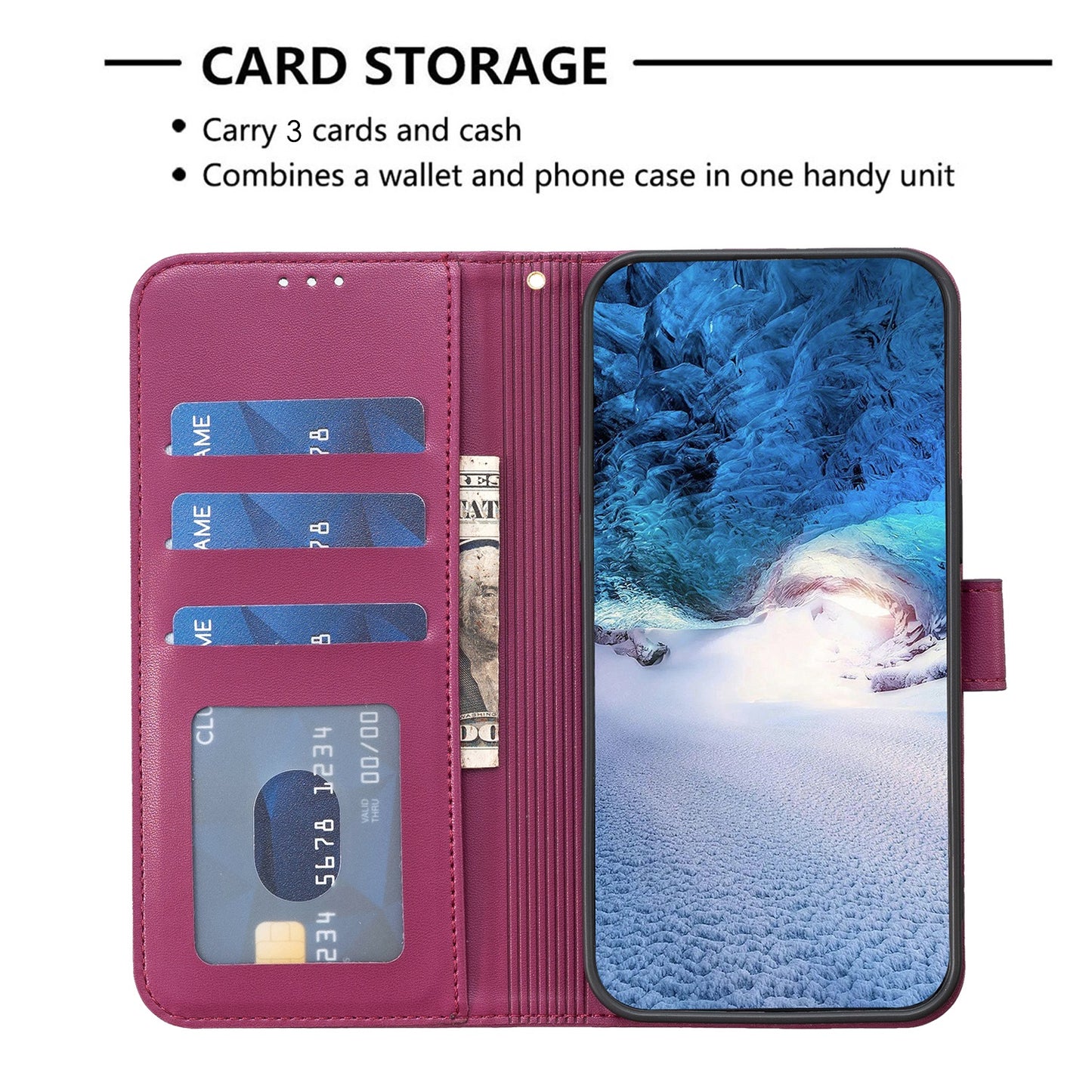 For iPhone 17 Pro Max Case Clover Pattern Wallet Stand View Leather Phone Cover - Rose