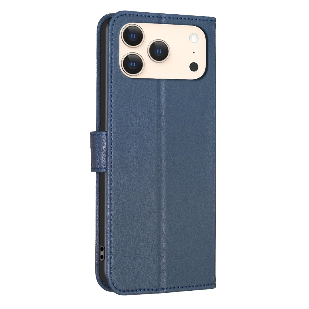 For iPhone 17 Pro Max Case Clover Pattern Wallet Stand View Leather Phone Cover - Blue