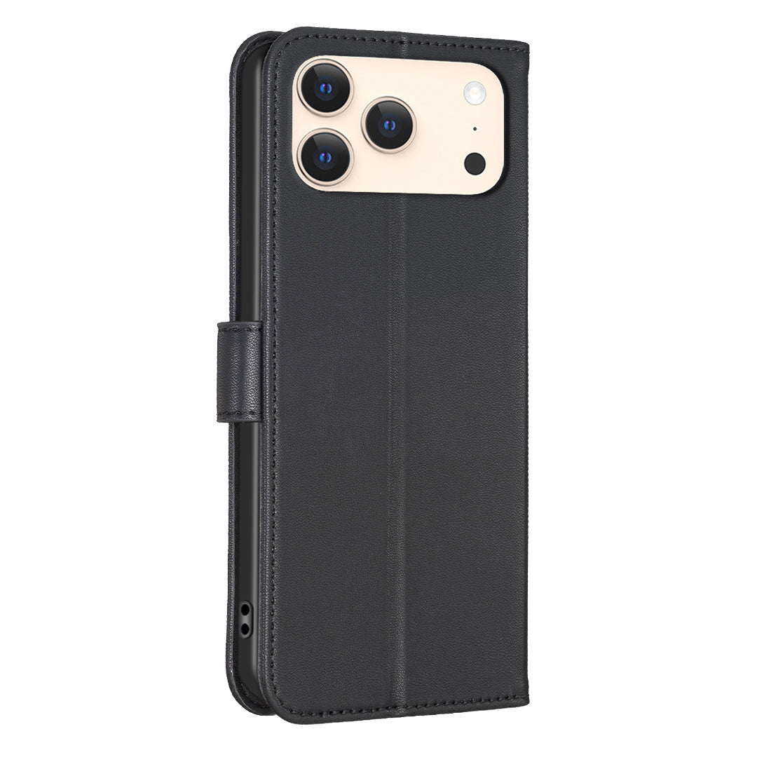 For iPhone 17 Pro Max Case Clover Pattern Wallet Stand View Leather Phone Cover - Black