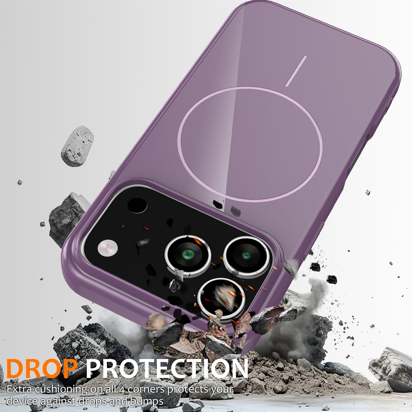 For iPhone 17 Pro Max Magnetic Case Compatible with MagSafe TPU Phone Back Cover with Lanyard - Purple