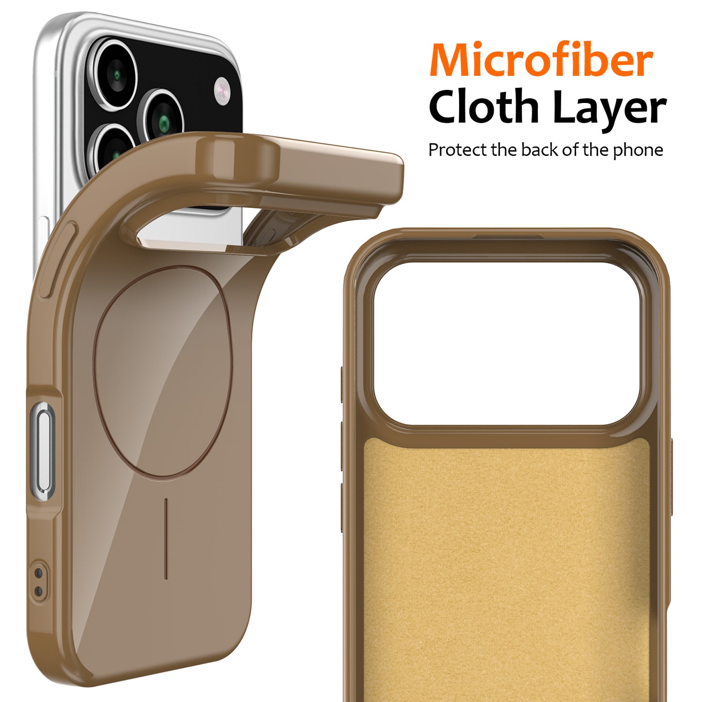 For iPhone 17 Pro Max Magnetic Case Compatible with MagSafe TPU Phone Back Cover with Lanyard - Desert Gold