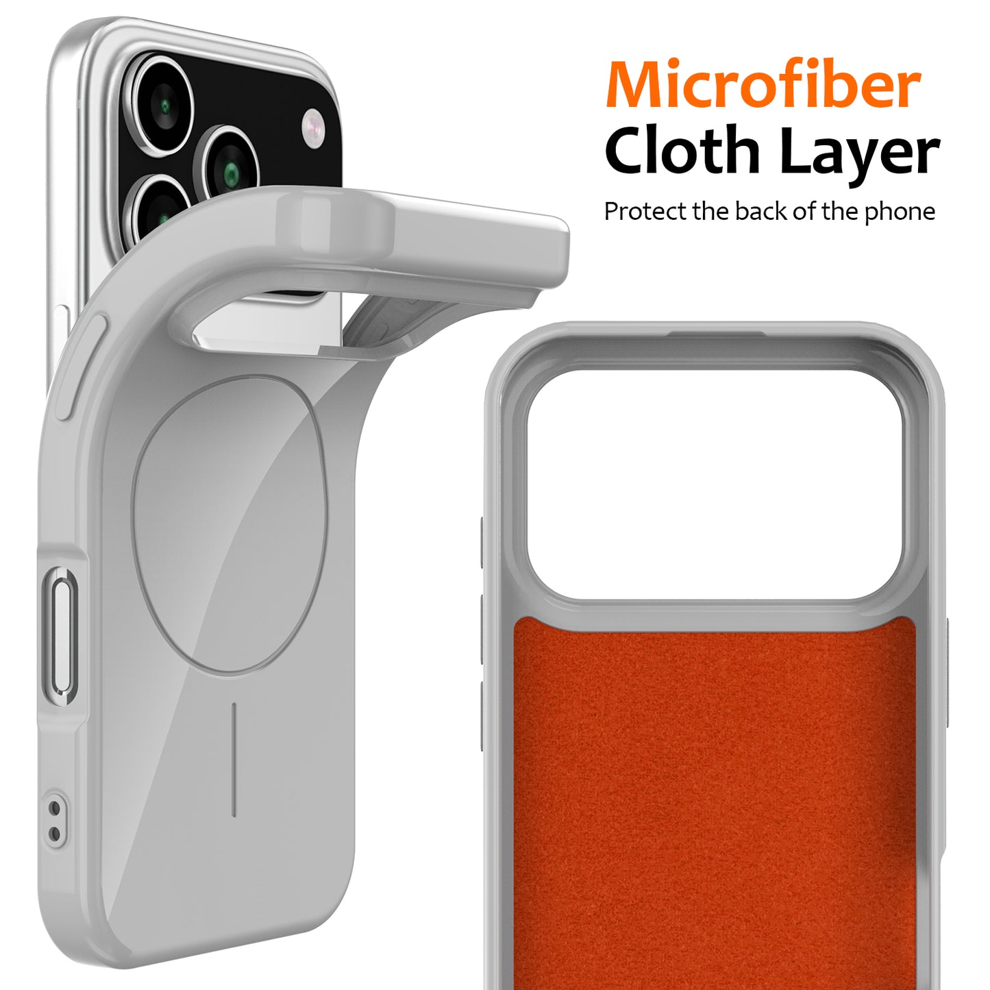 For iPhone 17 Pro Max Magnetic Case Compatible with MagSafe TPU Phone Back Cover with Lanyard - White