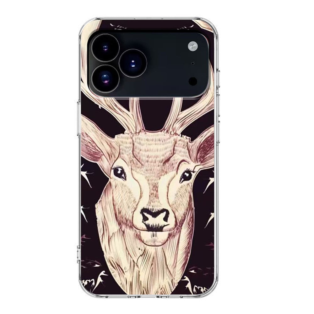 For iPhone 17 Pro Max Case Pattern Printing Cell Phone TPU Back Cover - Deer Head