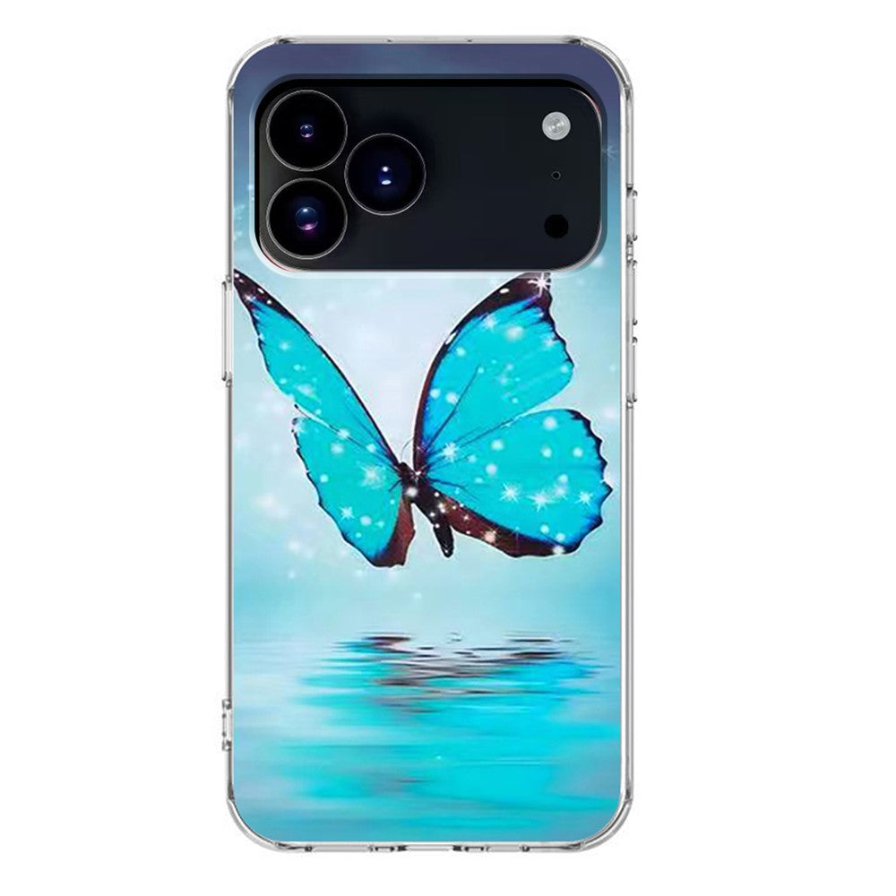 For iPhone 17 Pro Max Case Pattern Printing Cell Phone TPU Back Cover - Blue Butterfly