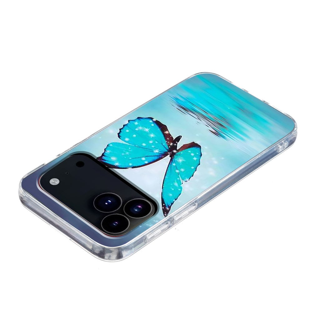 For iPhone 17 Pro Max Case Pattern Printing Cell Phone TPU Back Cover - Blue Butterfly