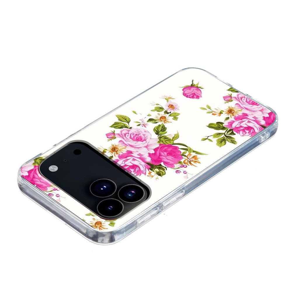 For iPhone 17 Pro Max Case Pattern Printing Cell Phone TPU Back Cover - Rose Flower