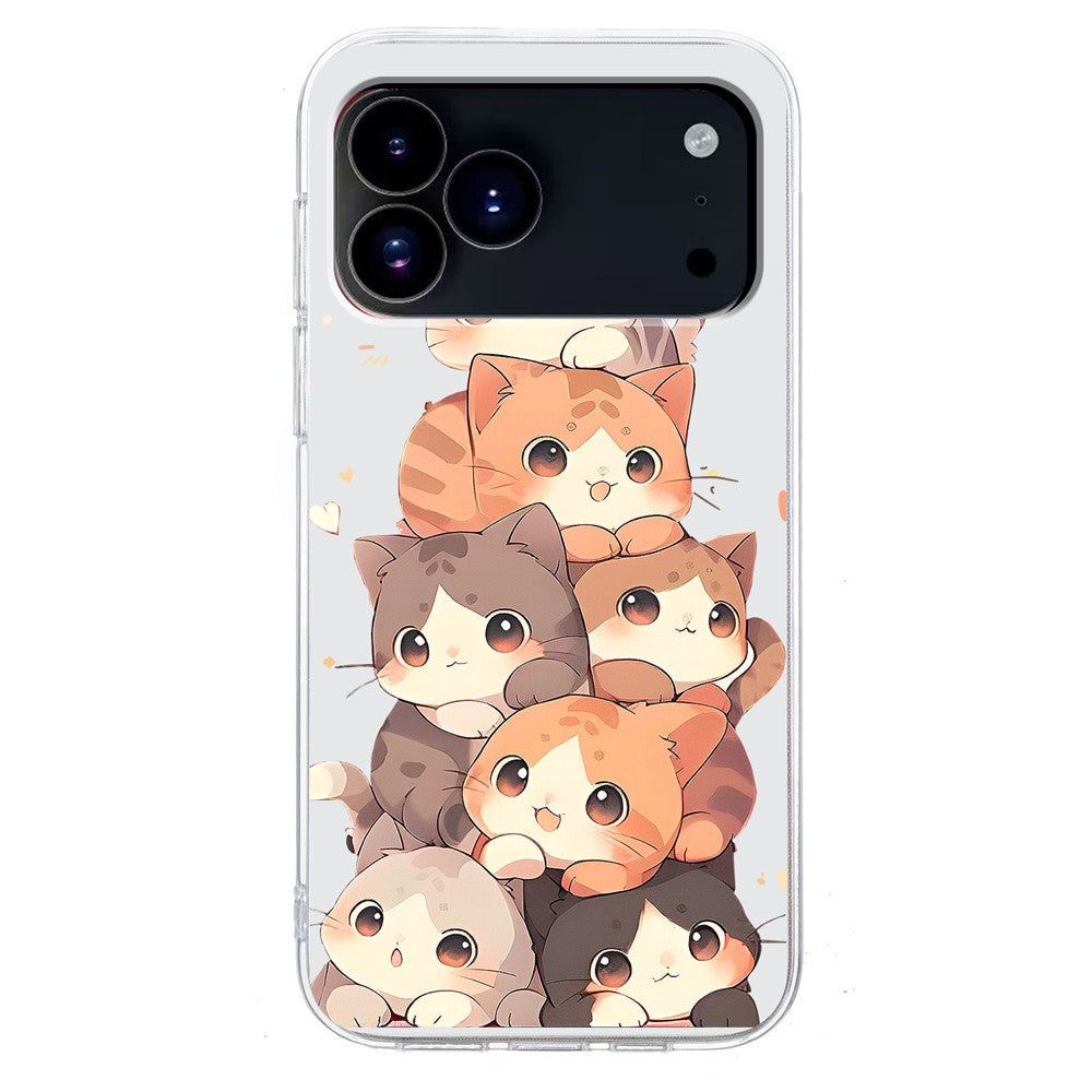 For iPhone 17 Pro Max Case Pattern Printing Shockproof Soft TPU Phone Cover - Multiple Kittens