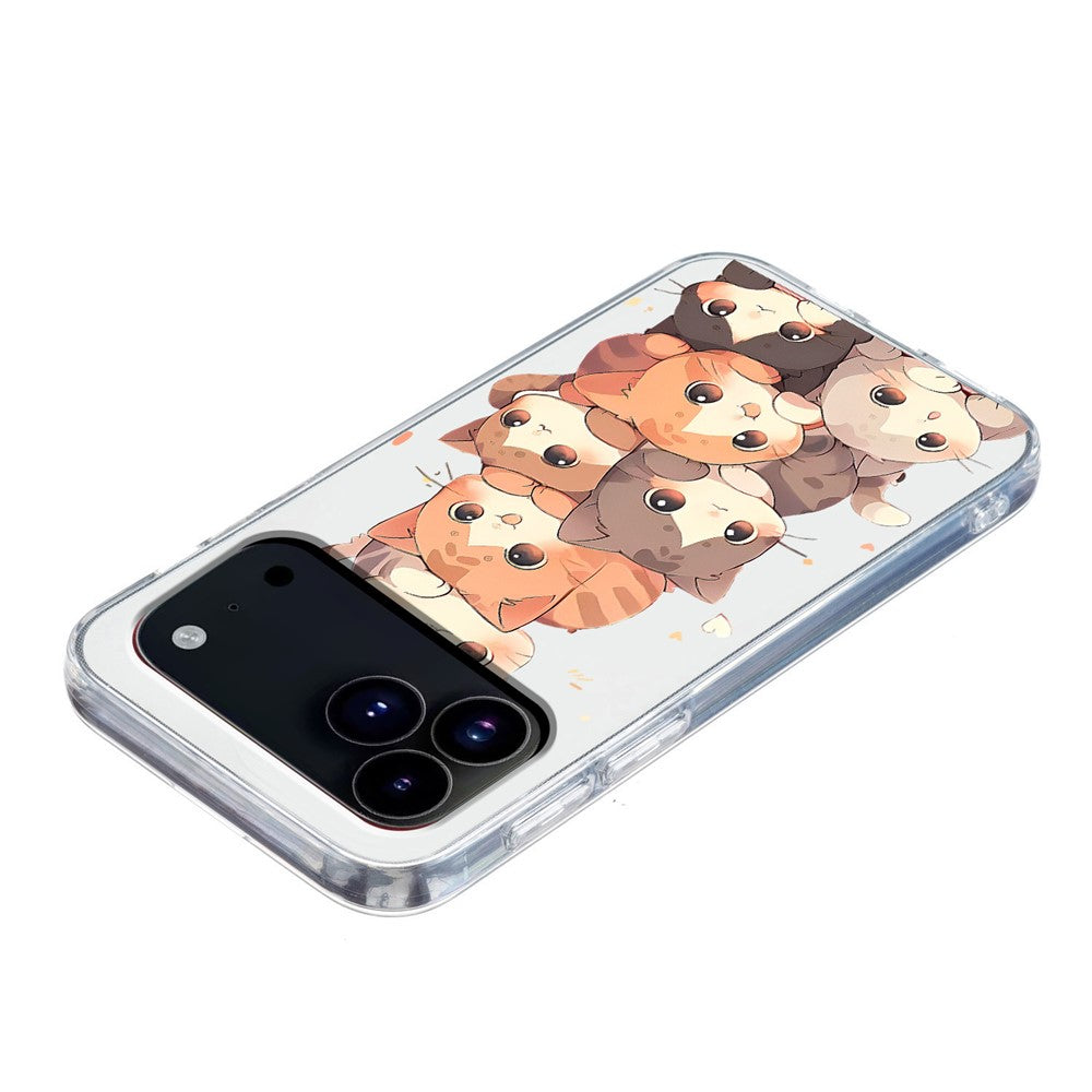 For iPhone 17 Pro Max Case Pattern Printing Shockproof Soft TPU Phone Cover - Multiple Kittens
