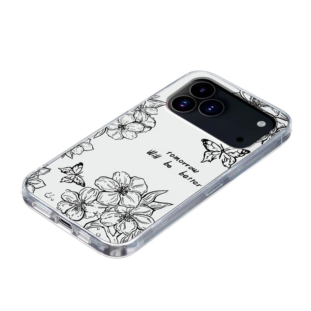 For iPhone 17 Pro Max Case Pattern Printing Shockproof Soft TPU Phone Cover - Butterfly Flower