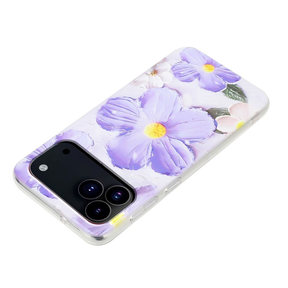 For iPhone 17 Pro Max Case Soft TPU Phone Back Cover Pattern Printing - Purple Flower