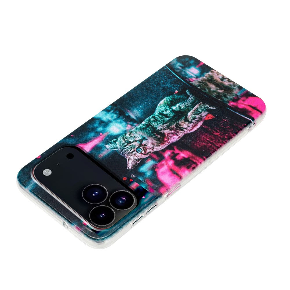 For iPhone 17 Pro Max Case Soft TPU Phone Back Cover Pattern Printing - Traffic Light Cat