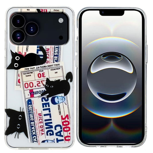 For iPhone 17 Pro Max Case Soft TPU Phone Back Cover Pattern Printing - 4 Black Cats