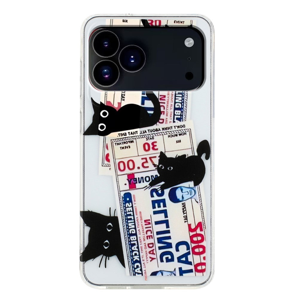 For iPhone 17 Pro Max Case Soft TPU Phone Back Cover Pattern Printing - 4 Black Cats