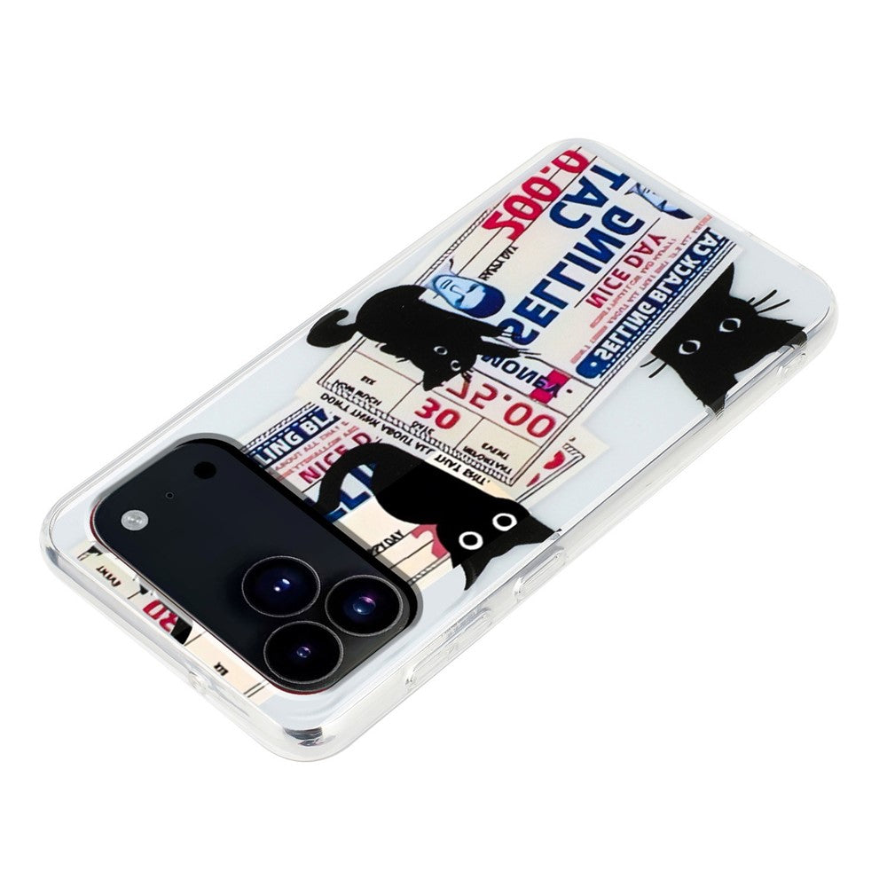 For iPhone 17 Pro Max Case Soft TPU Phone Back Cover Pattern Printing - 4 Black Cats