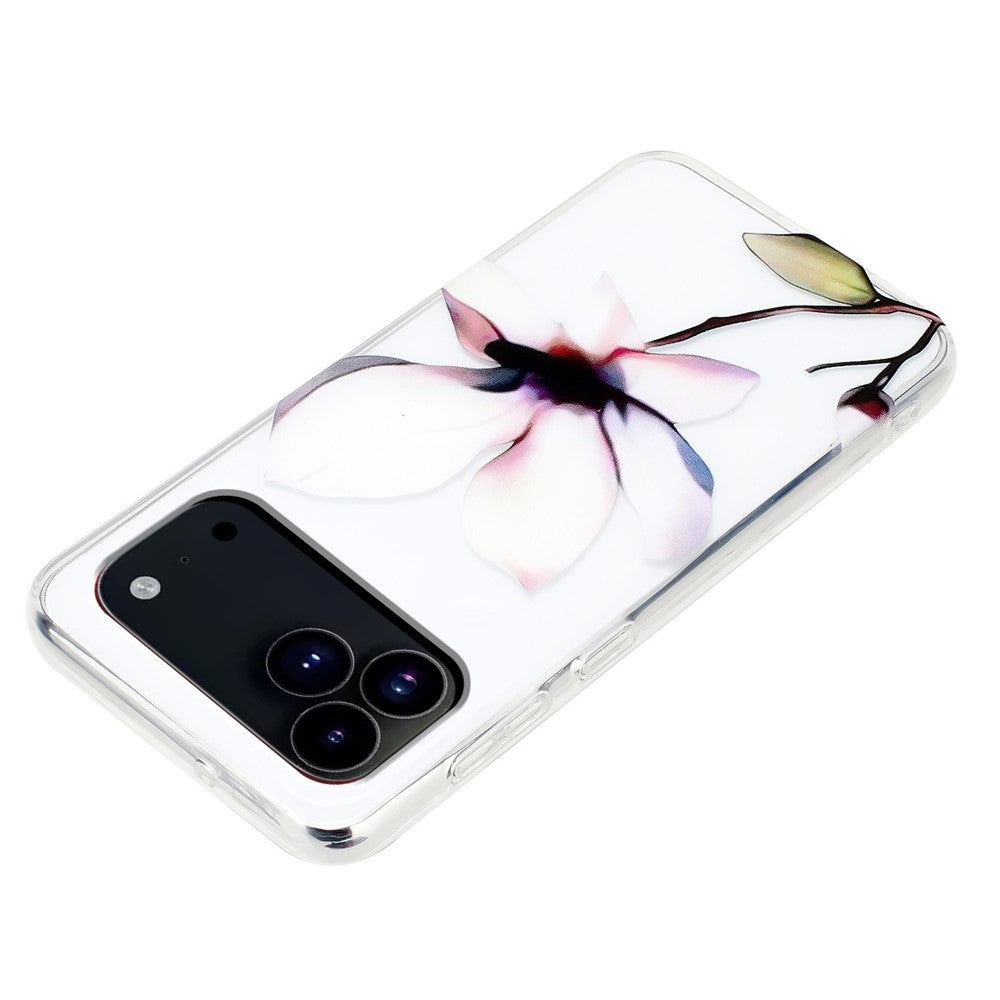 For iPhone 17 Pro Max Case Soft TPU Phone Back Cover Pattern Printing - White Flower