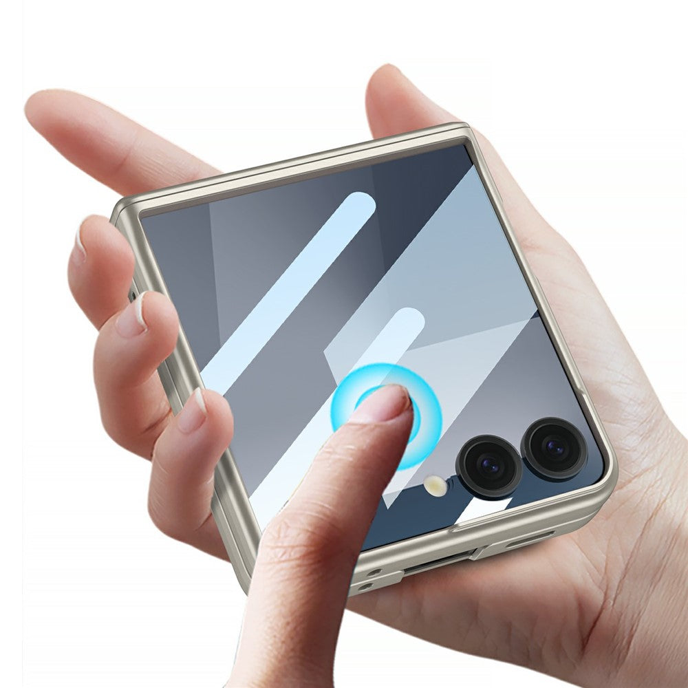 GKK For Samsung Galaxy Z Flip7 5G Case with Clear Screen Film Magnetic Hinge Protection Phone Cover - Titanium Grey