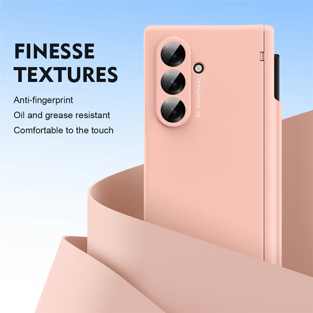 For Samsung Galaxy Z Fold7 5G Case Hinge Protection PC Phone Cover with Stylus / Stylus Slot - Pink