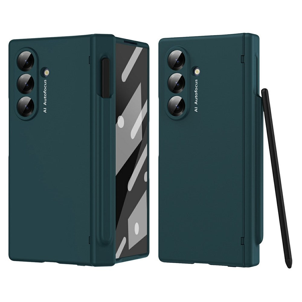 For Samsung Galaxy Z Fold7 5G Case Hinge Protection PC Phone Cover with Stylus / Stylus Slot - Green
