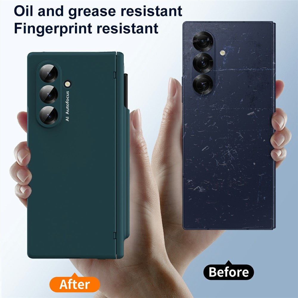 For Samsung Galaxy Z Fold7 5G Case Hinge Protection PC Phone Cover with Stylus / Stylus Slot - Green