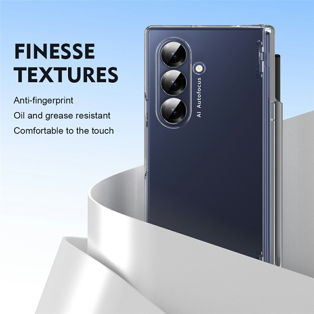 For Samsung Galaxy Z Fold7 5G Case Hinge Protection PC Phone Cover with Stylus / Stylus Slot - Transparent