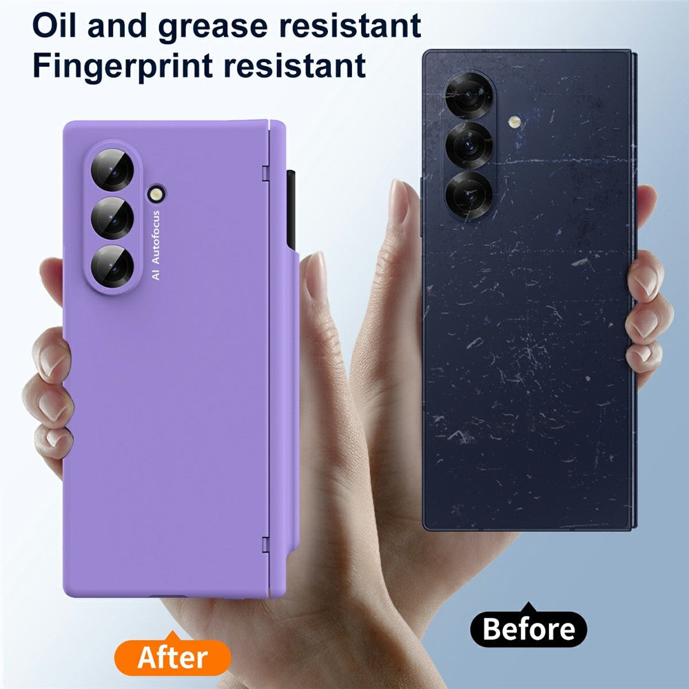 For Samsung Galaxy Z Fold7 5G Case Hinge Protection PC Phone Cover with Stylus / Stylus Slot - Purple