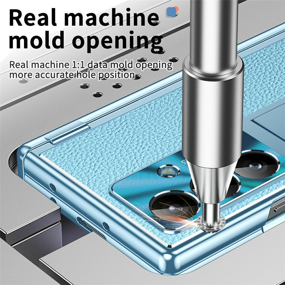 For Samsung Galaxy Z Fold7 5G Case Hinge Protection PU + PC Phone Cover with Tempered Glass Film / Stylus - Blue