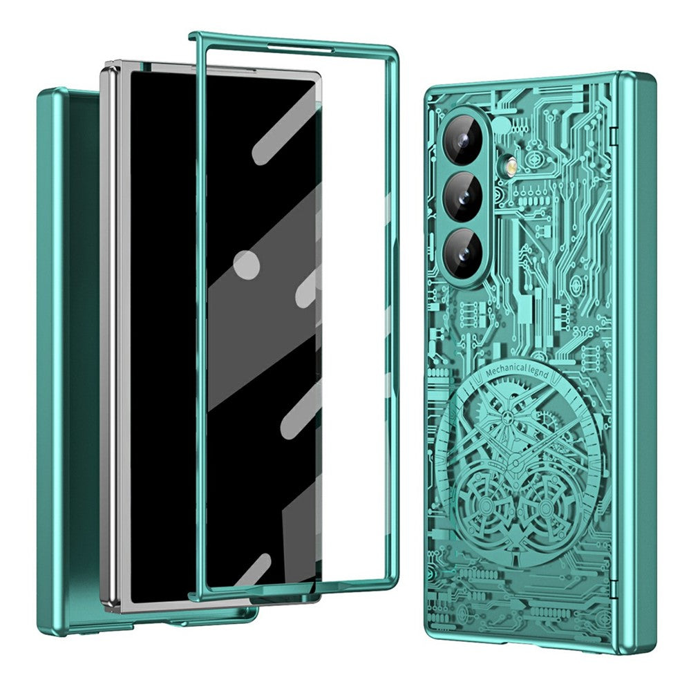 For Samsung Galaxy Z Fold7 5G Case Mechanical Legend Electroplating PC Phone Cover - Green