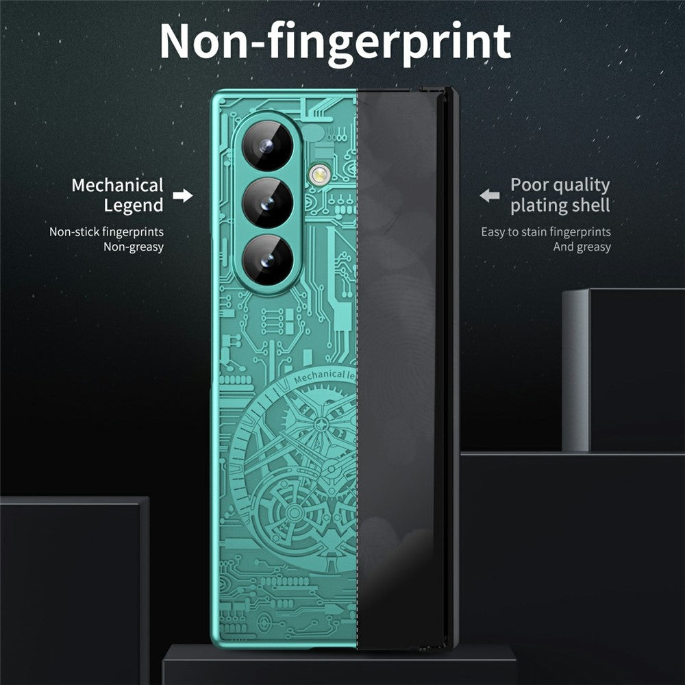 For Samsung Galaxy Z Fold7 5G Case Mechanical Legend Electroplating PC Phone Cover - Green
