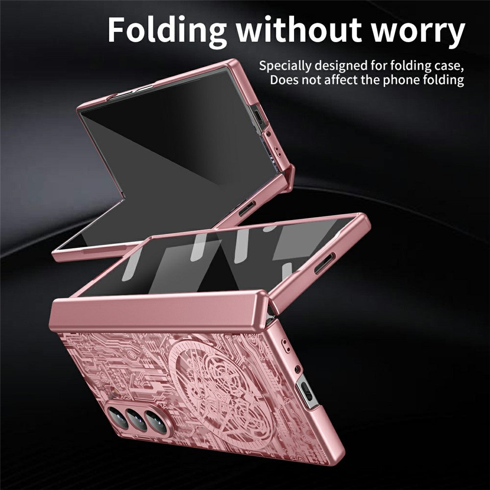 For Samsung Galaxy Z Fold7 5G Case Mechanical Legend Electroplating PC Phone Cover - Pink