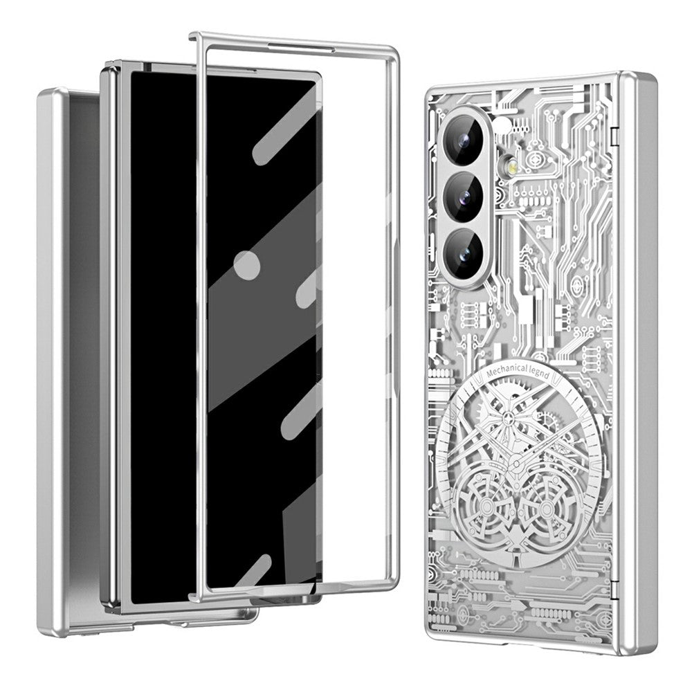 For Samsung Galaxy Z Fold7 5G Case Mechanical Legend Electroplating PC Phone Cover - Silver