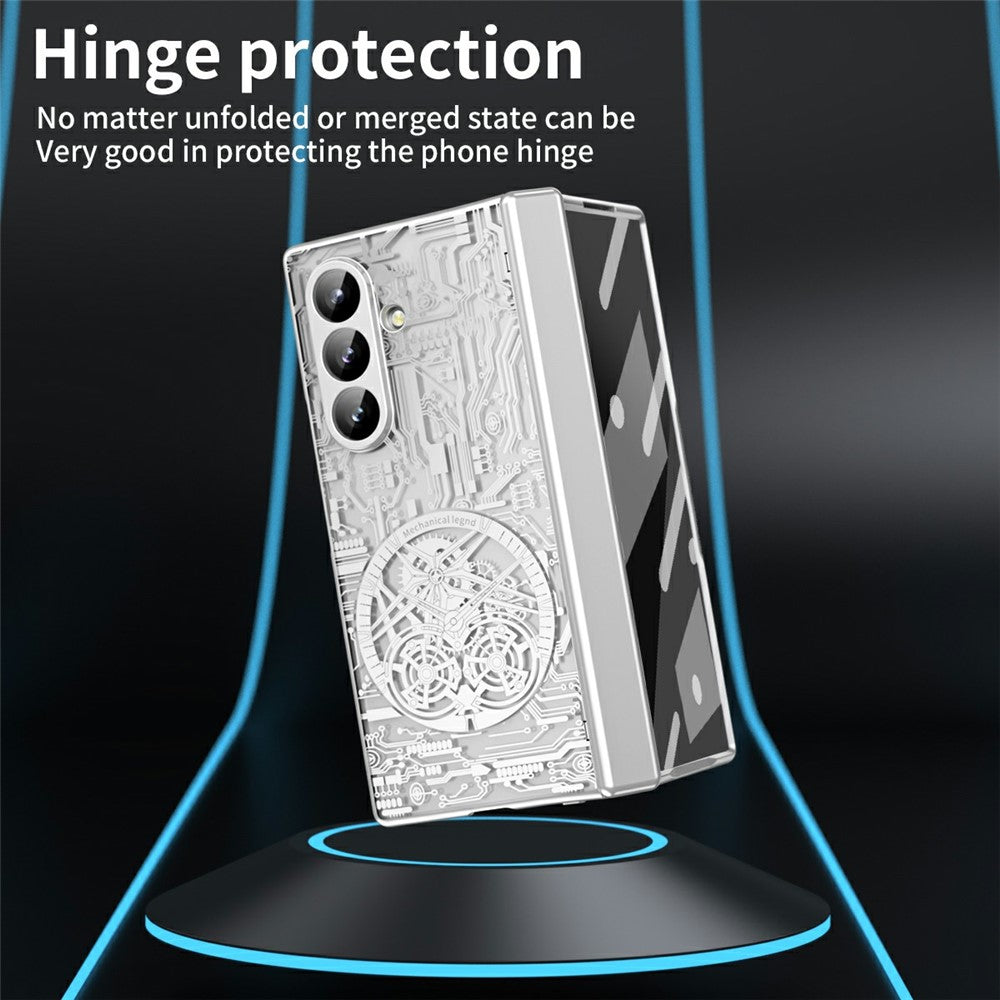 For Samsung Galaxy Z Fold7 5G Case Mechanical Legend Electroplating PC Phone Cover - Silver