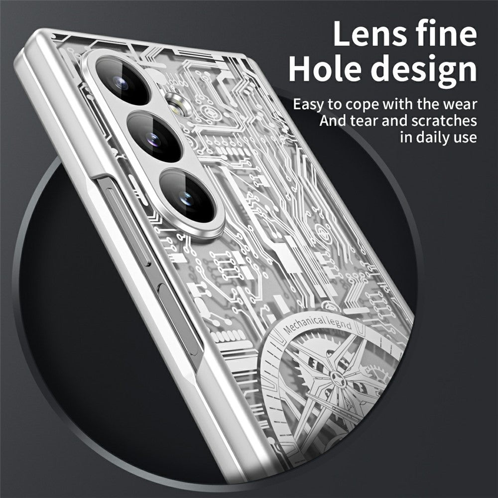For Samsung Galaxy Z Fold7 5G Case Mechanical Legend Electroplating PC Phone Cover - Silver