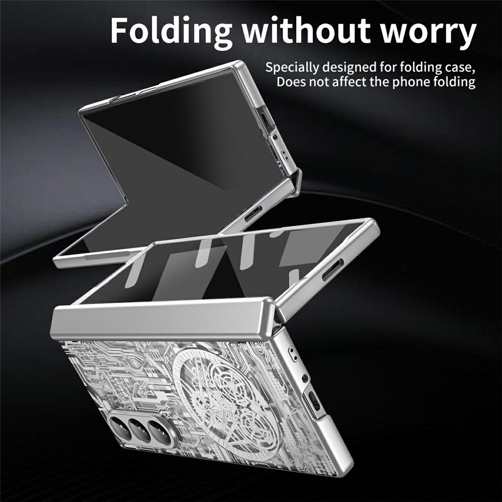 For Samsung Galaxy Z Fold7 5G Case Mechanical Legend Electroplating PC Phone Cover - Silver