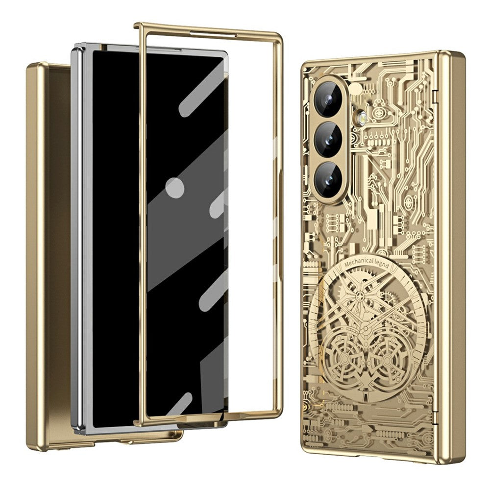 For Samsung Galaxy Z Fold7 5G Case Mechanical Legend Electroplating PC Phone Cover - Gold