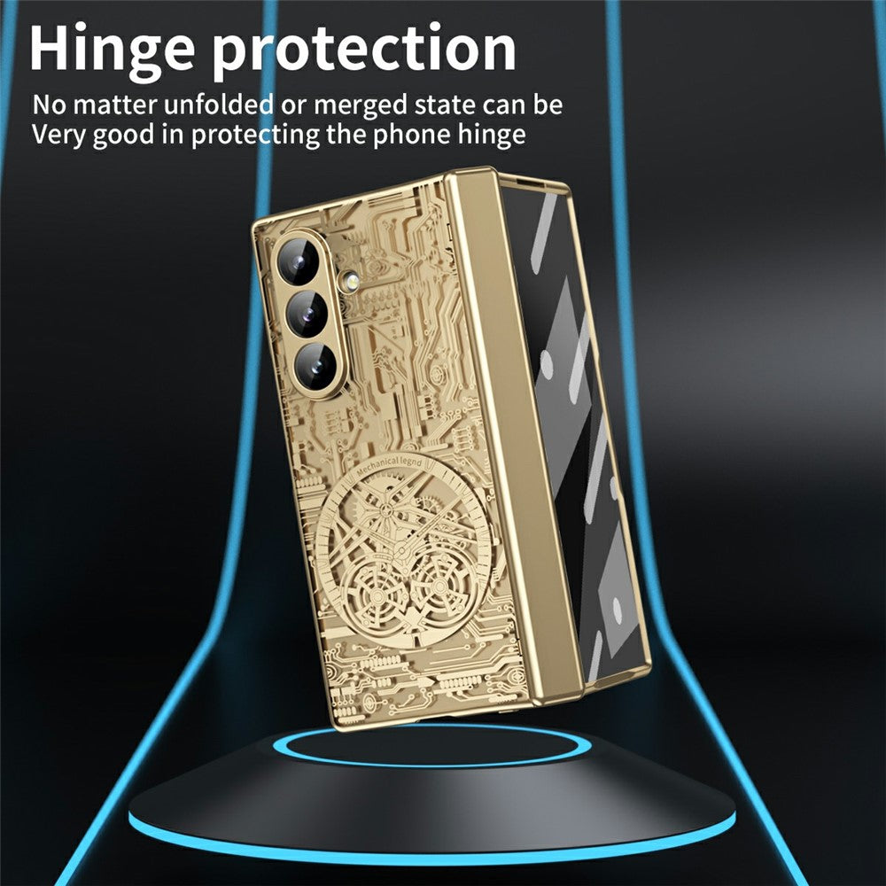 For Samsung Galaxy Z Fold7 5G Case Mechanical Legend Electroplating PC Phone Cover - Gold