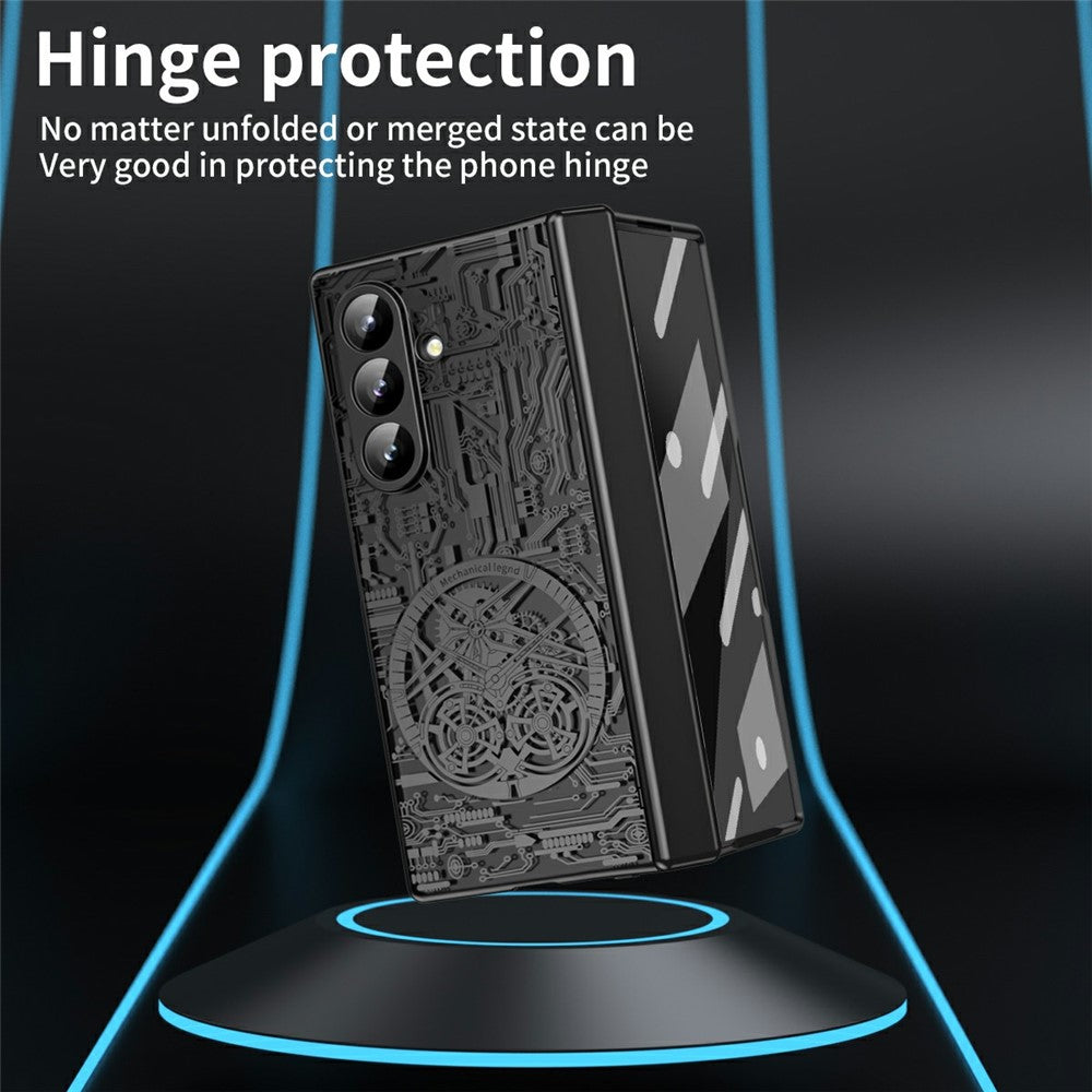 For Samsung Galaxy Z Fold7 5G Case Mechanical Legend Electroplating PC Phone Cover - Black