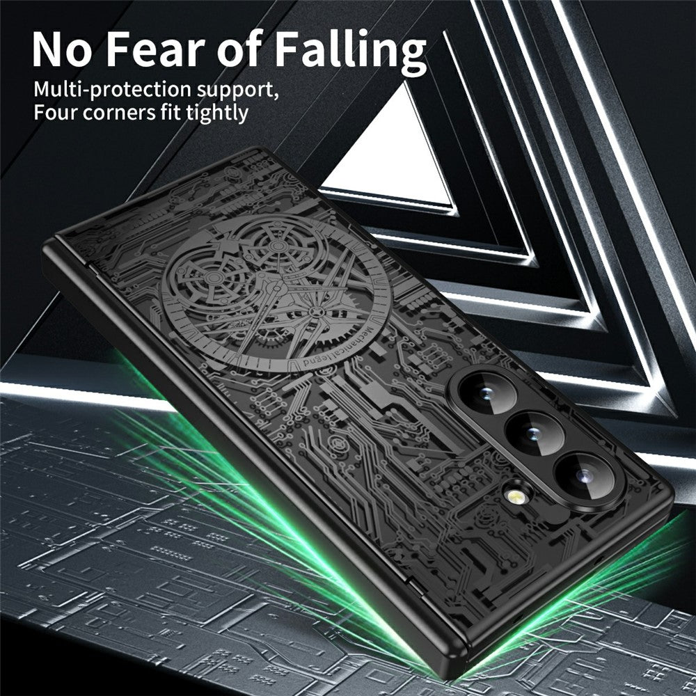 For Samsung Galaxy Z Fold7 5G Case Mechanical Legend Electroplating PC Phone Cover - Black