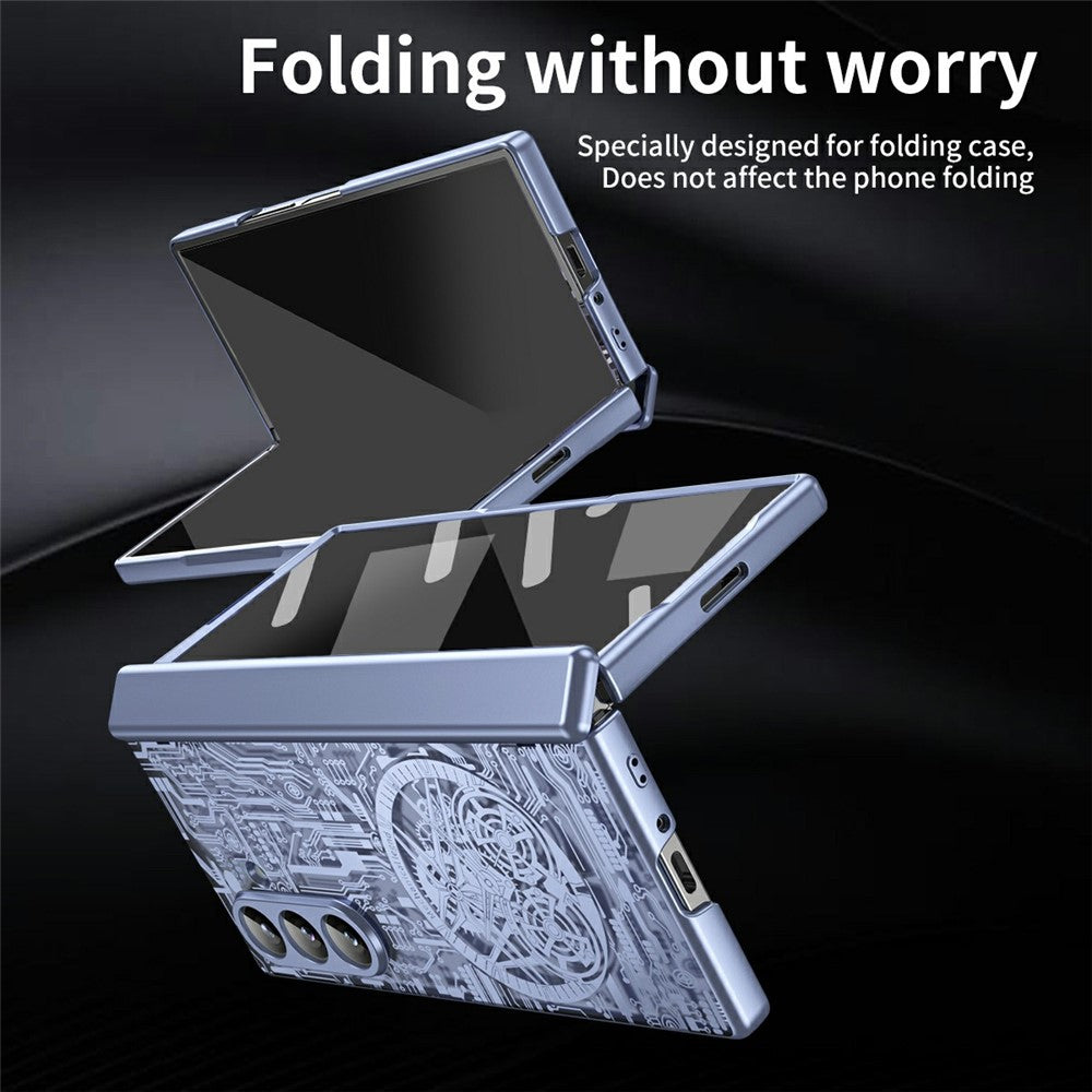 For Samsung Galaxy Z Fold7 5G Case Mechanical Legend Electroplating PC Phone Cover - Blue