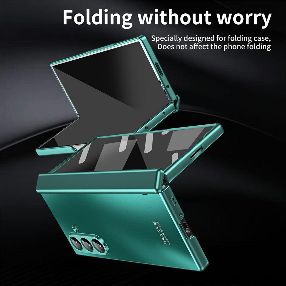 For Samsung Galaxy Z Fold7 5G Case Hard PC Shockproof Phone Cover with Front Screen Film - Green