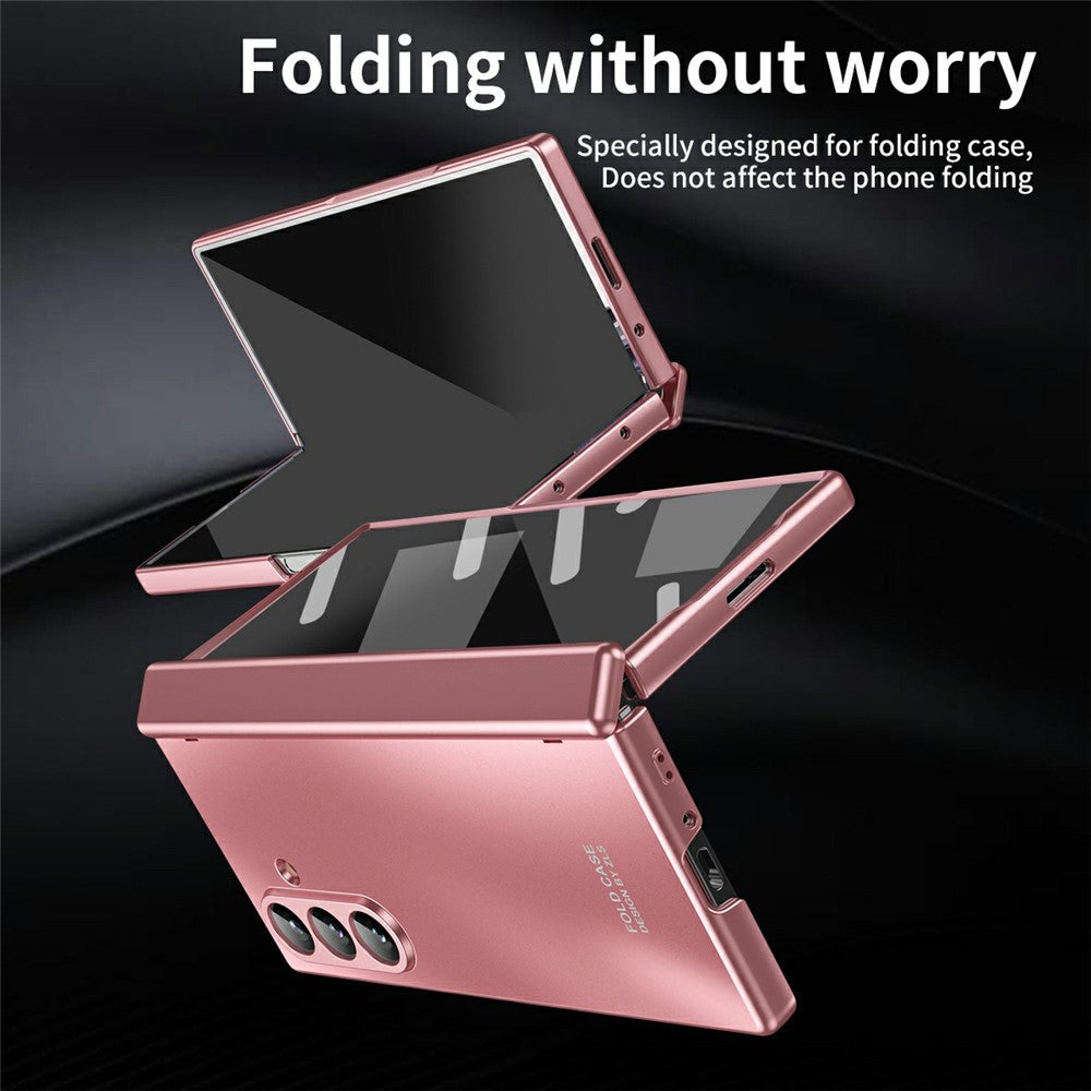For Samsung Galaxy Z Fold7 5G Case Hard PC Shockproof Phone Cover with Front Screen Film - Pink