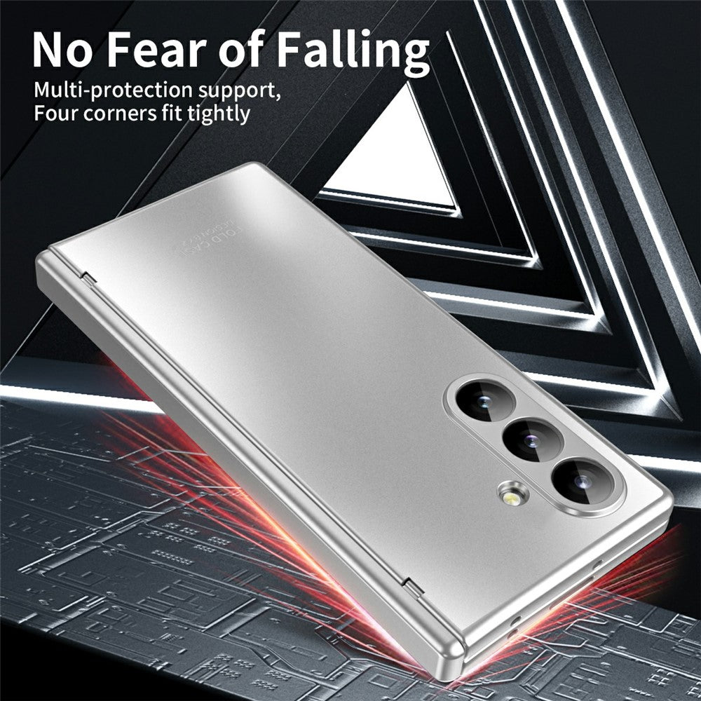 For Samsung Galaxy Z Fold7 5G Case Hard PC Shockproof Phone Cover with Front Screen Film - Silver