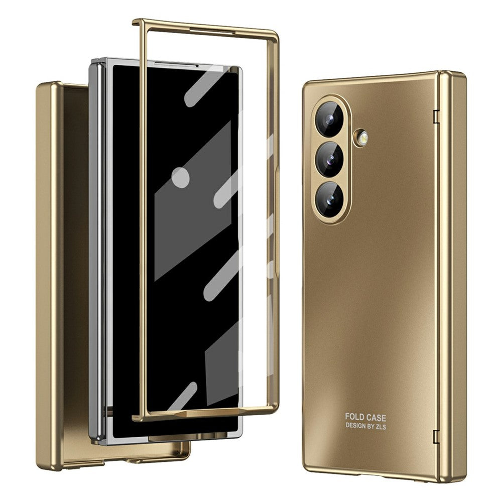 For Samsung Galaxy Z Fold7 5G Case Hard PC Shockproof Phone Cover with Front Screen Film - Gold