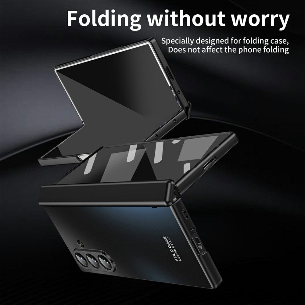 For Samsung Galaxy Z Fold7 5G Case Hard PC Shockproof Phone Cover with Front Screen Film - Black