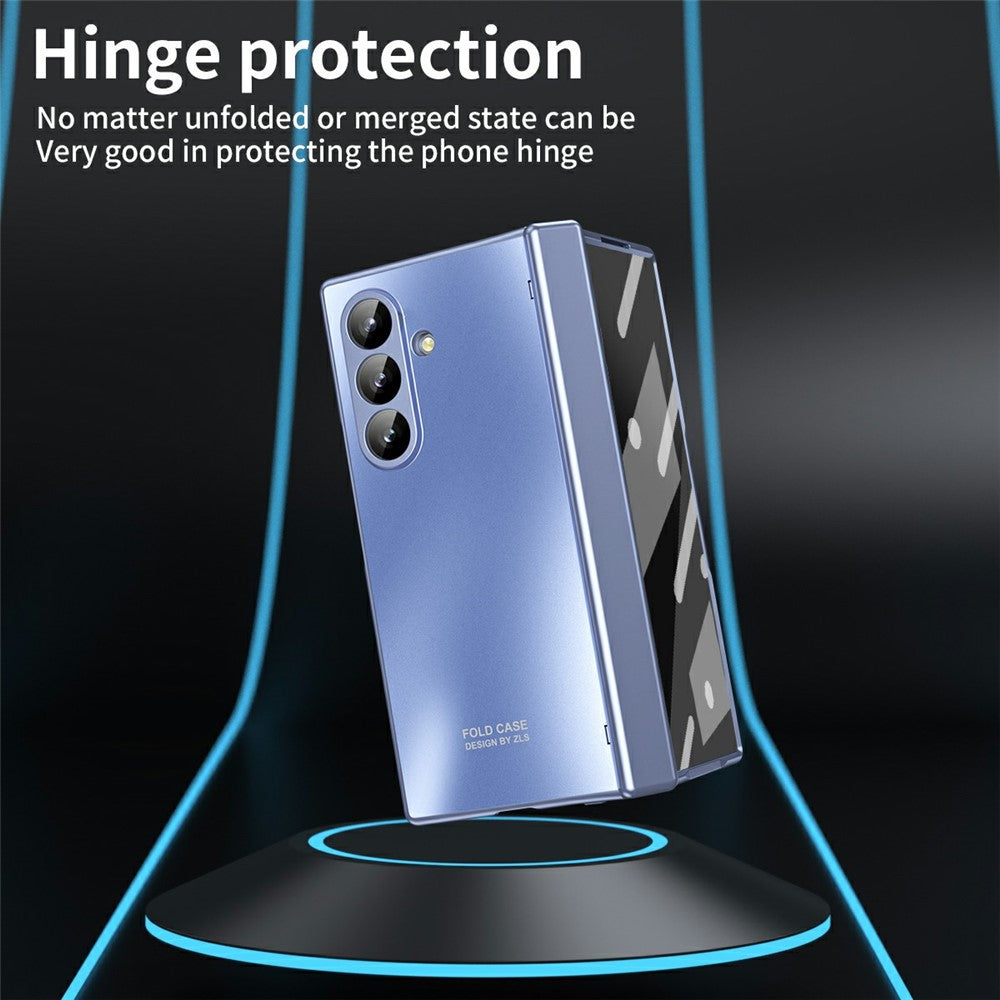 For Samsung Galaxy Z Fold7 5G Case Hard PC Shockproof Phone Cover with Front Screen Film - Blue